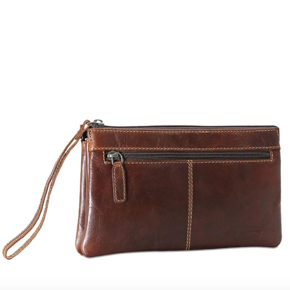 Jack Georges Other - New NWOT Jack Georges Dark Brown Voyager Zippered Wristlet Clutch #7723 $135